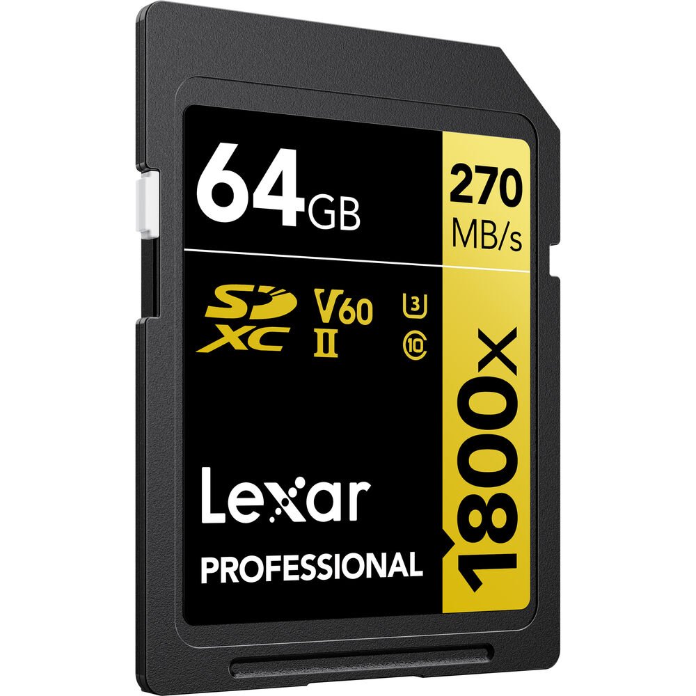 Lexar 64GB Professional 1800x UHS-II SDXC Memory Card (GOLD Series) image 1