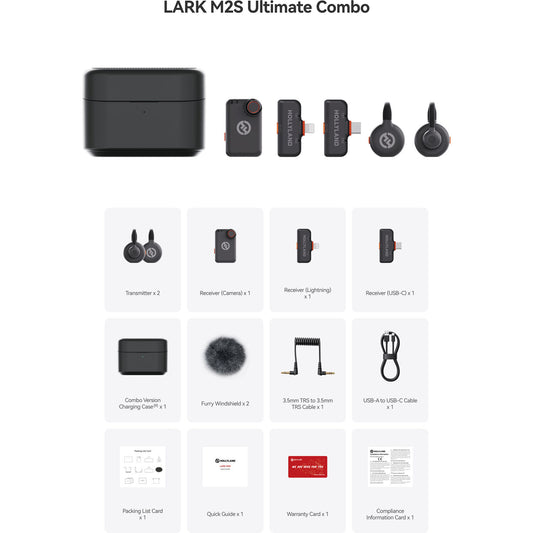 Hollyland LARK M2S Ultimate Combo 2-Person Wireless Microphone System for Cameras and Mobile Devices (2.4 GHz, Space Gray) image 1