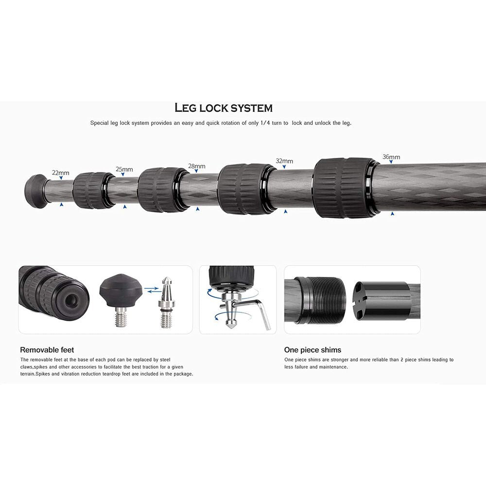 Leofoto MP-365C 5-Section Carbon Fiber Monopod image 3