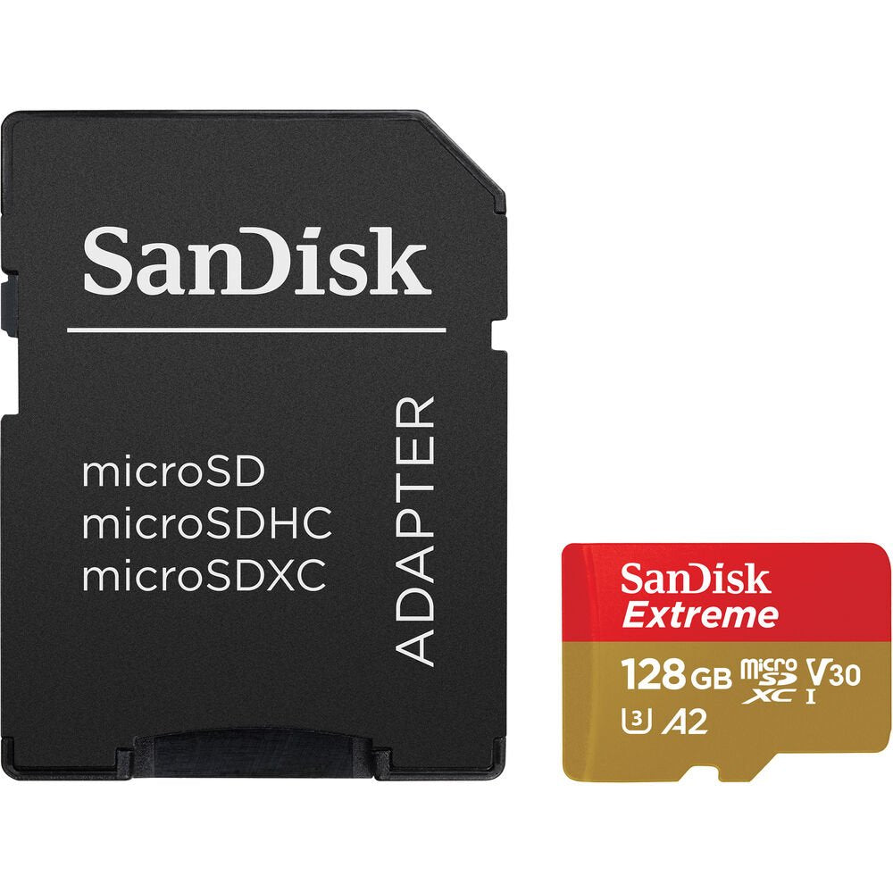 SanDisk 128GB Extreme UHS-I microSDXC Memory Card with SD Adapter image 0