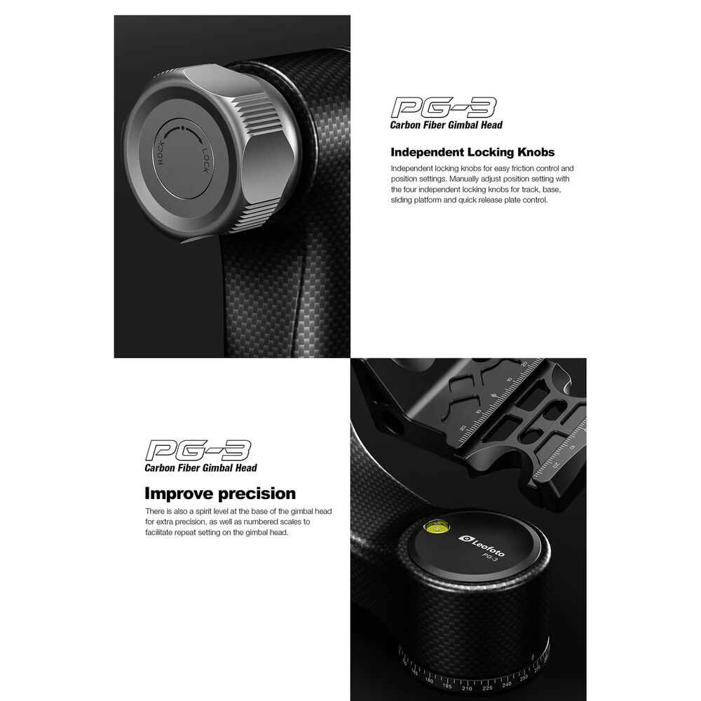 Leofoto  PG-3 Carbon Fiber Gimbal Head image 2