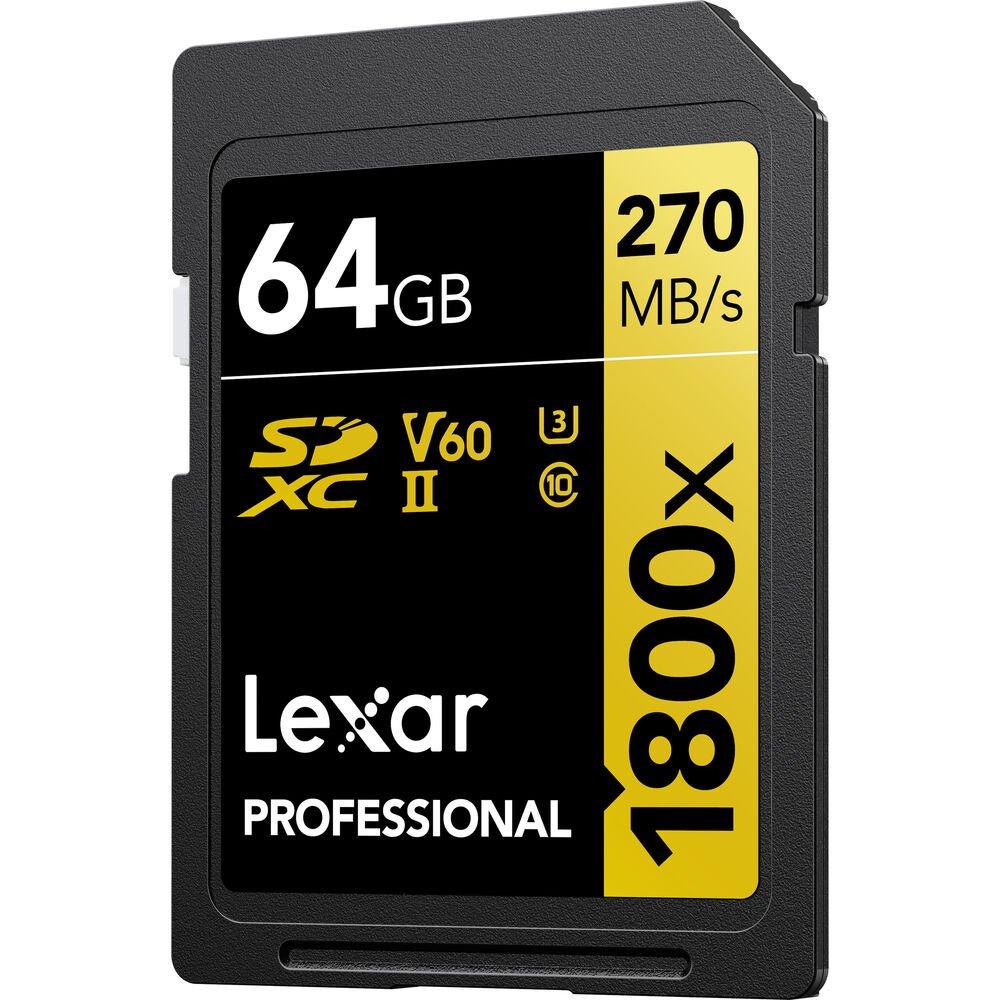Lexar 64GB Professional 1800x UHS-II SDXC Memory Card (GOLD Series) image 2