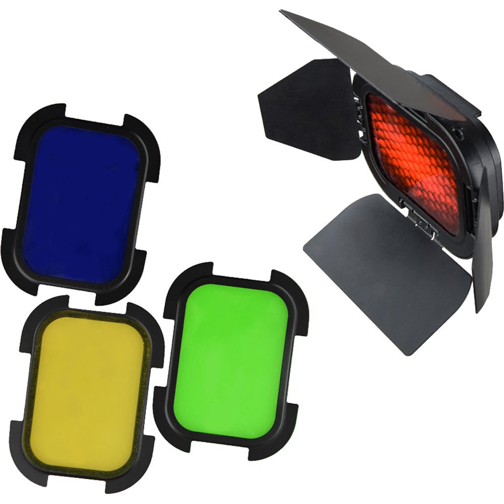 Godox Barndoor Kit with 4 Color Gels for AD200 Speedlight Head image 4