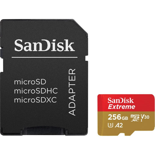SanDisk 256GB Extreme UHS-I microSDXC Memory Card with SD Adapter image 0