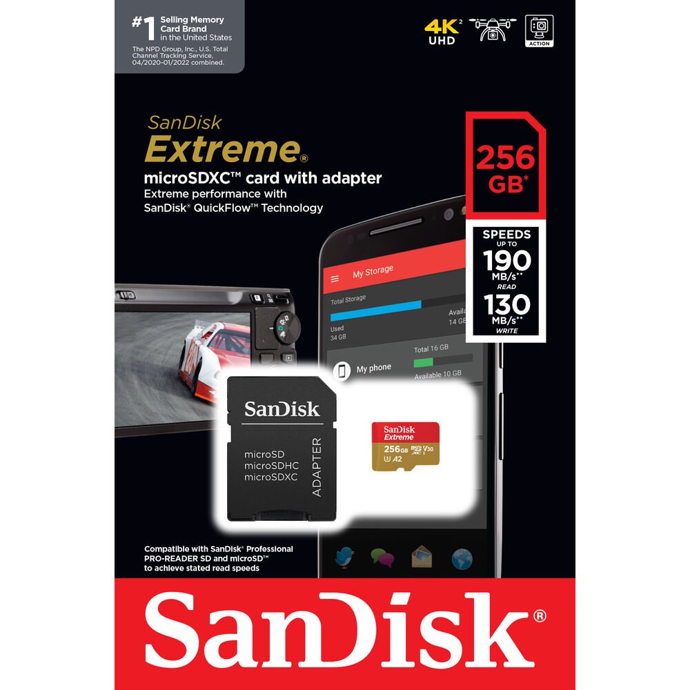 SanDisk 256GB Extreme UHS-I microSDXC Memory Card with SD Adapter image 4