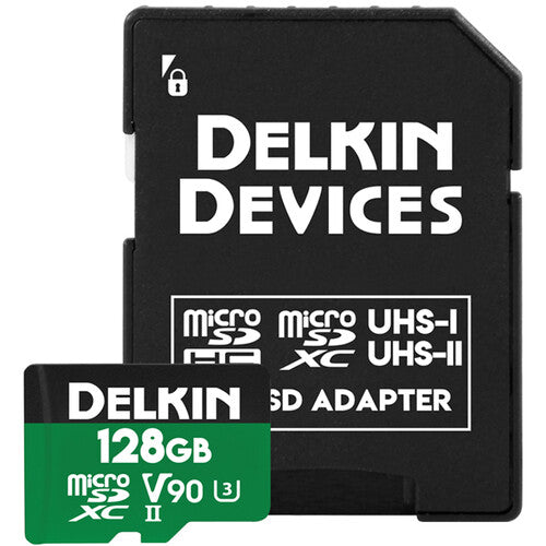 Delkin 128GB POWER UHS-II microSDXC Memory Card with microSD Adapter image 0