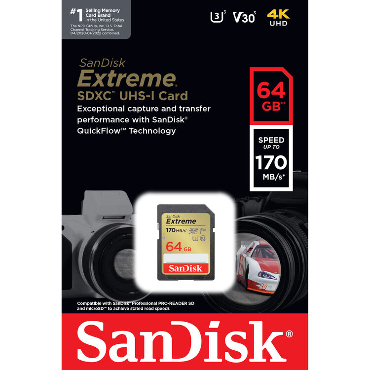 SanDisk 64GB Extreme UHS-I SDXC Memory Card image 3