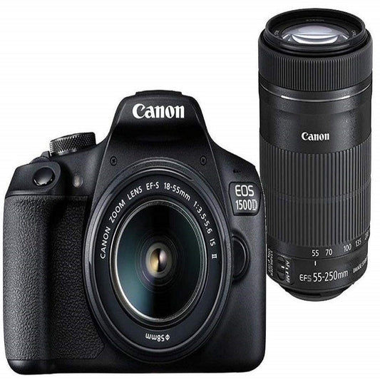 Canon EOS 1500D 24.1MP Digital SLR Camera (Black) with 18-55 and 55-250mm is II Lens image 0