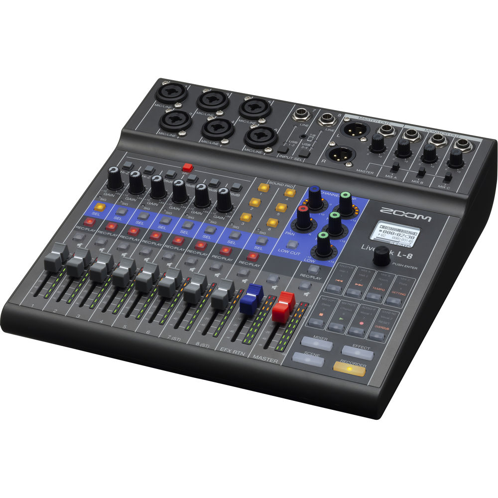 Zoom LiveTrak L-8 Portable 8-Channel Digital Mixer and Multitrack Recorder image 3