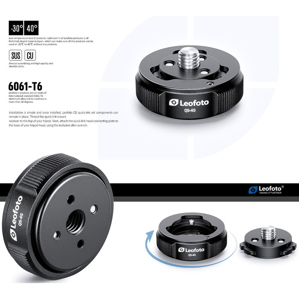 Leofoto QS-45 Quick-Link Tripod Head Quick Release Set image 1
