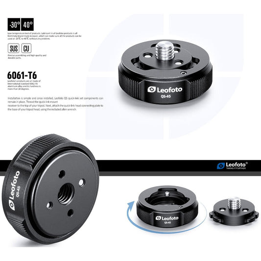 Leofoto QS-45 Quick-Link Tripod Head Quick Release Set image 1