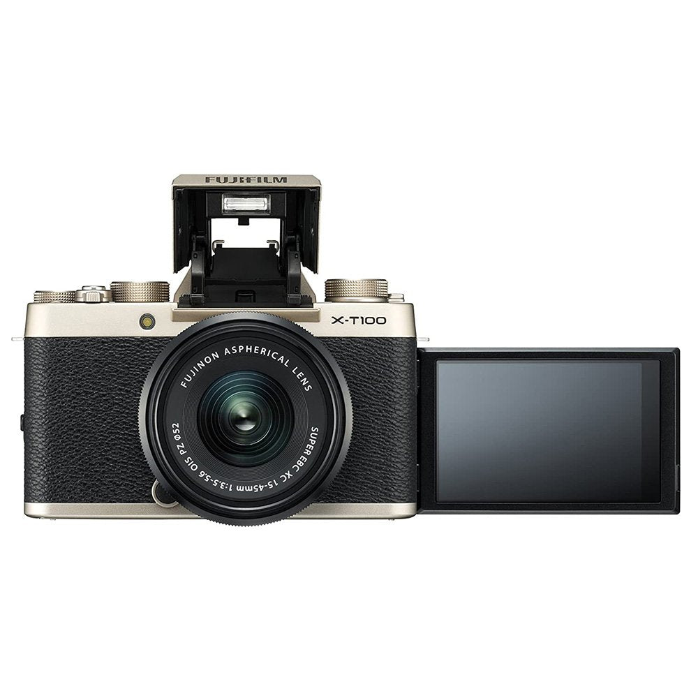 Fujifilm X-T100 Mirrorless Camera with XC 15-45 mm Lens (Champagne Gold) image 1