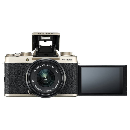 Fujifilm X-T100 Mirrorless Camera with XC 15-45 mm Lens (Champagne Gold) image 1