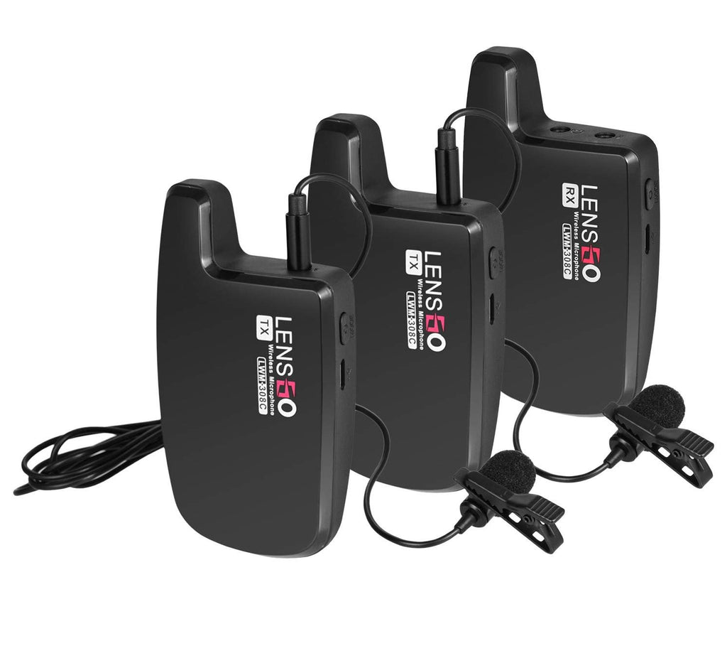 LENSGO LWM-308C Dual-Channels Lavalier Wireless Microphone - 2 Transmitter & 1 Receiver image 0