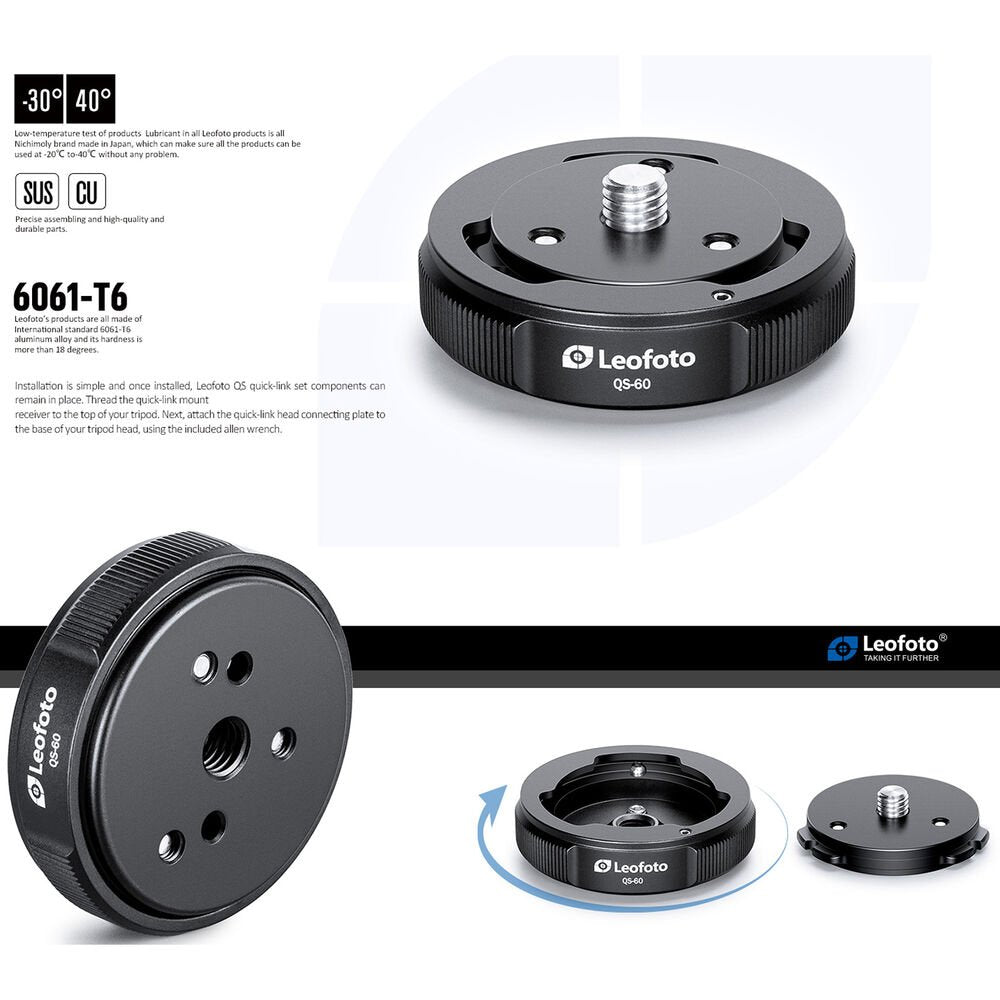 Leofoto QS-60 Quick-Link Tripod Head Quick Release Set image 4