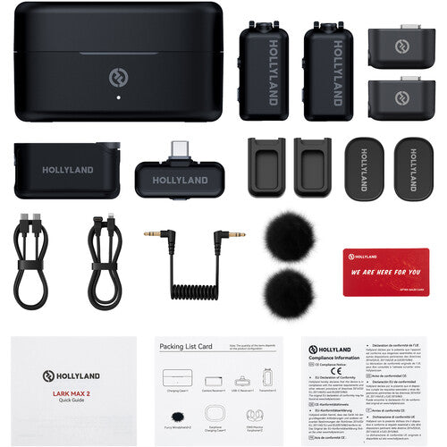 Hollyland LARK MAX 2 Combo 2-Person Wireless Microphone System for Cameras and Mobile Devices (Space Gray, 2.4 GHz) image 1