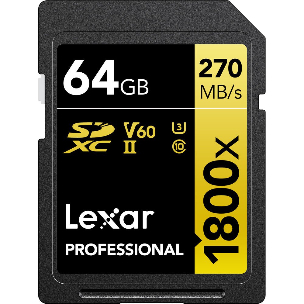 Lexar 64GB Professional 1800x UHS-II SDXC Memory Card (GOLD Series) image 0