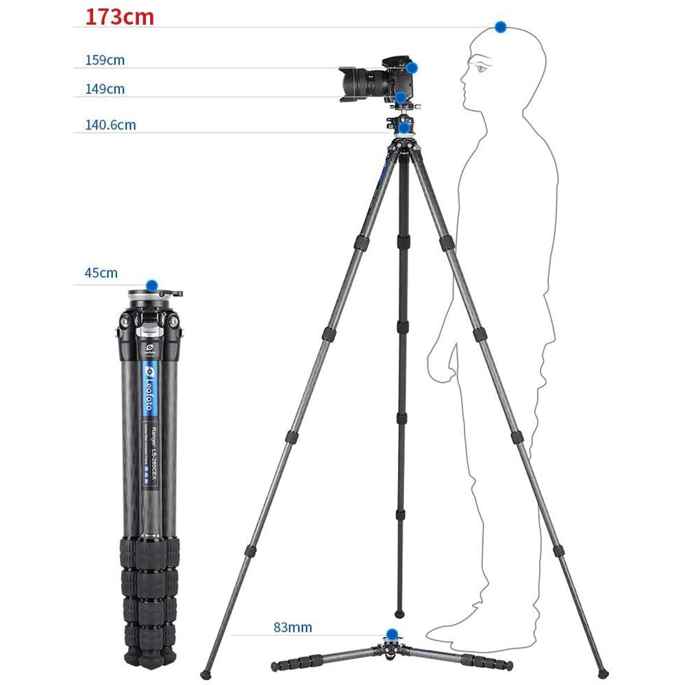 Leofoto LS-255CEX Ranger Series Carbon Fiber Tripod with 15° Leveling Base image 3