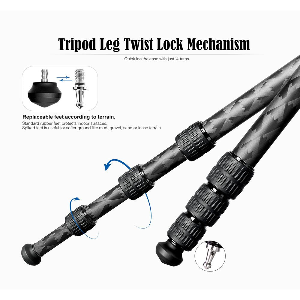 Leofoto Mr. Q LQ-324C+LH-40 Carbon Fiber Tripod with Ball Head image 4