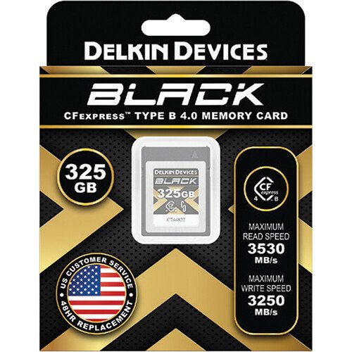 Delkin 325GB BLACK 4.0 CFexpress Type B Memory Card image 1