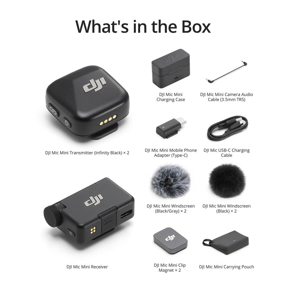 DJI Mic Mini 2-Person Compact Wireless Microphone System for Camera & Smartphone (2.4 GHz) image 1