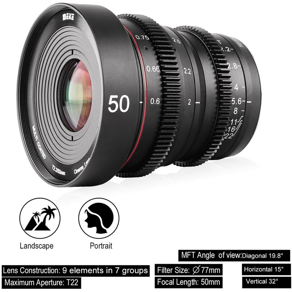 Meike 50mm T2.2 Manual Focus Cinema Lens (MFT Mount) image 2
