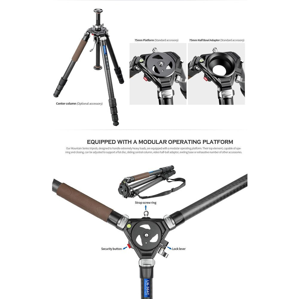 Leofoto LP-284C Poseidon-Series Waterproof Carbon Fiber Tripod with LH-30 Ball Head image 2