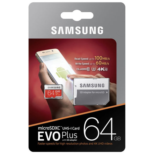 Samsung 64GB EVO Plus UHS-I microSDXC Memory Card with SD Adapter image 0