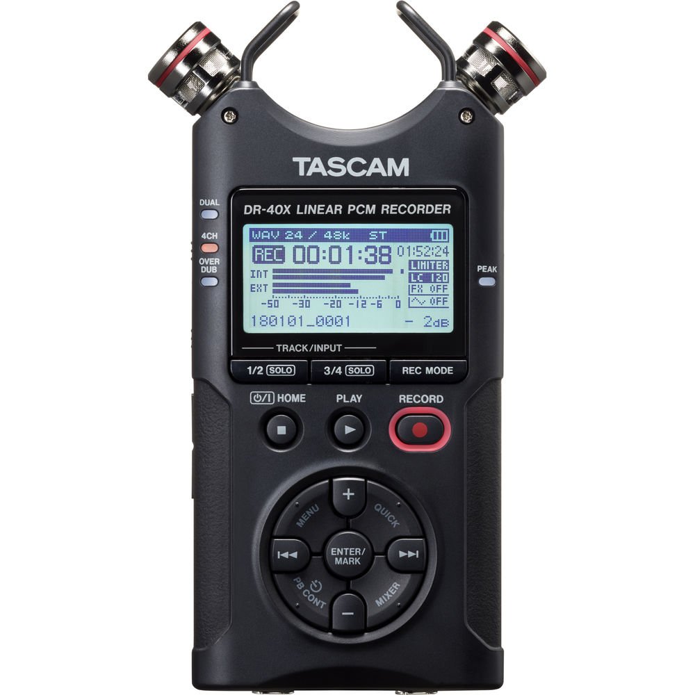 Tascam DR-40X 4-Channel / 4-Track Portable Audio Recorder and USB Interface with Adjustable Mic image 1