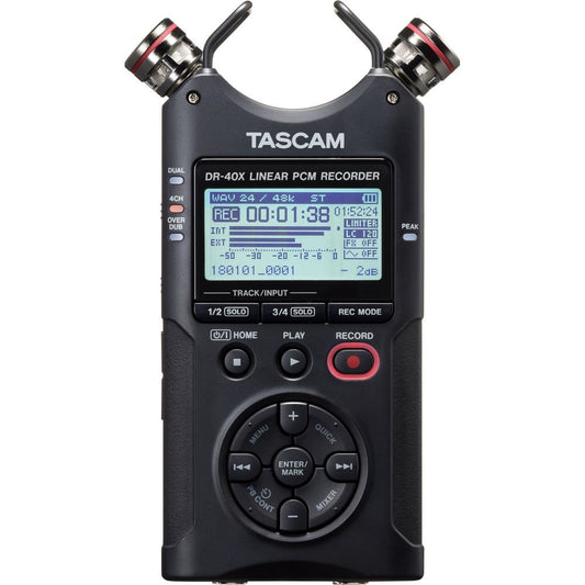 Tascam DR-40X 4-Channel / 4-Track Portable Audio Recorder and USB Interface with Adjustable Mic image 1