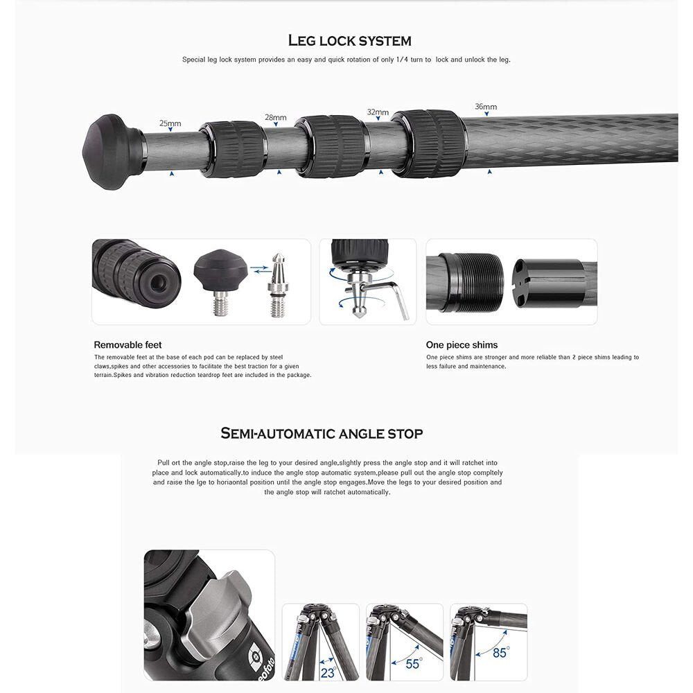 Leofoto LS-364C Ranger Series Compact Carbon Fiber Tripod image 3