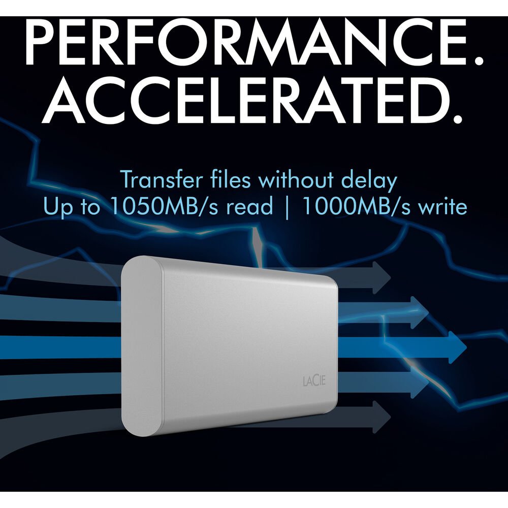LaCie 500GB Portable USB 3.1 Gen 2 Type-C External SSD v2 image 1