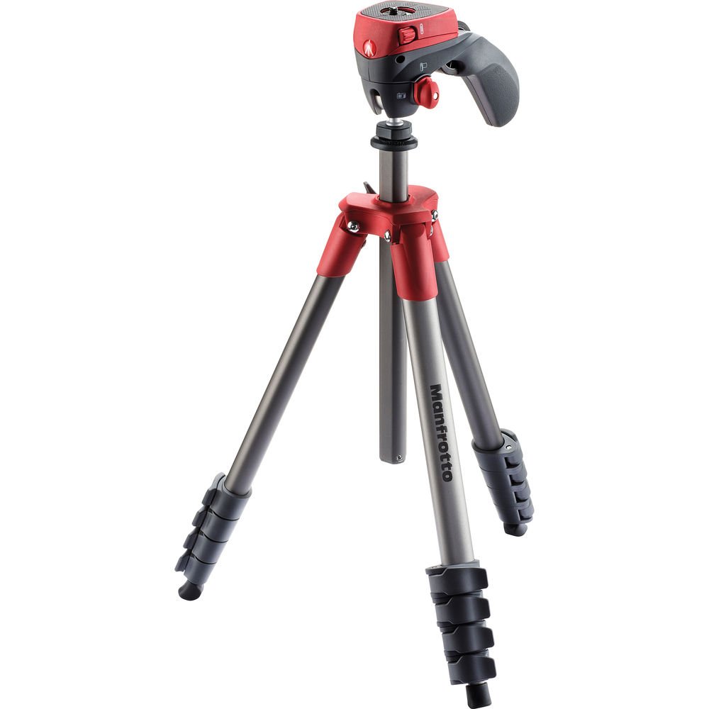 Manfrotto Compact Action Aluminum Tripod (Red) image 0