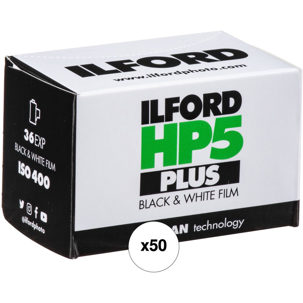 Ilford HP5 Plus Black and White Negative Film (35mm Roll Film, 36 Exposures, 50 Pack) image 0