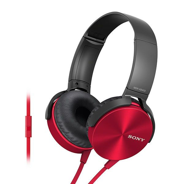 Sony MDRXB450 Extra Bass Headphones With In-Line Microphone Remote Control (RED) image 0
