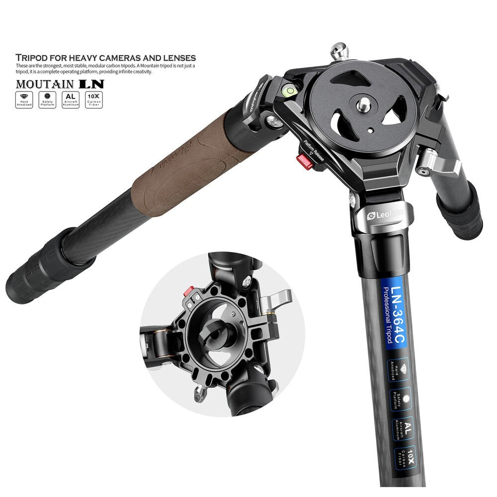 Leofoto LP-284C Poseidon-Series Waterproof Carbon Fiber Tripod with LH-30 Ball Head image 3