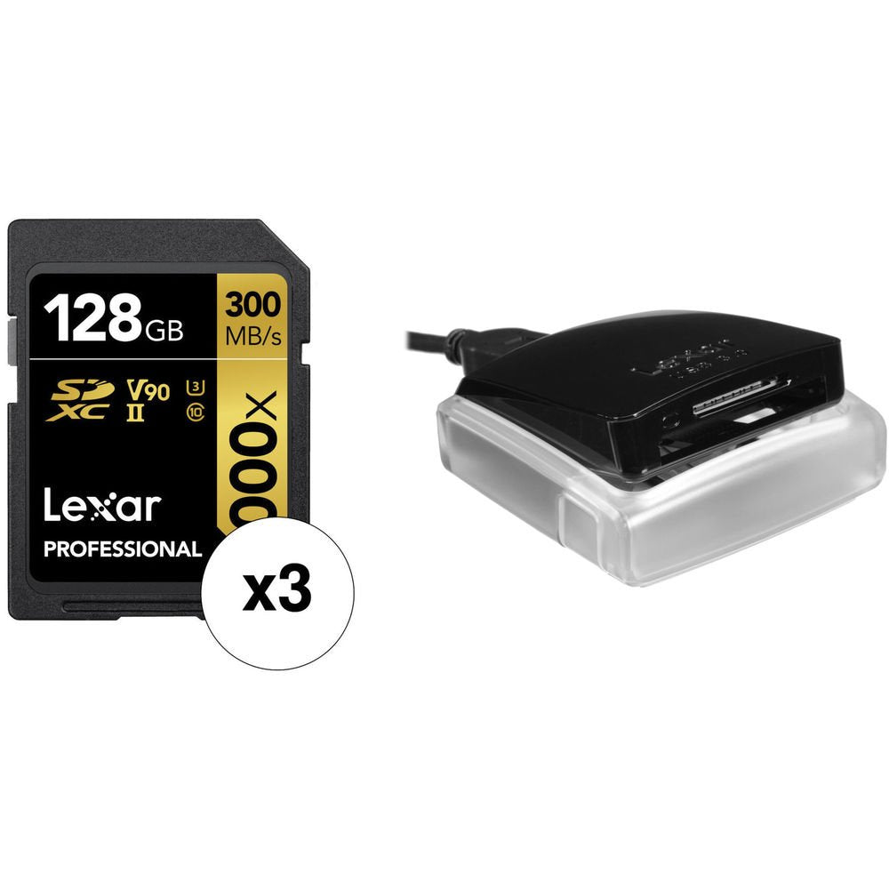 Lexar 128GB Professional 2000x UHS-II SDXC Memory Card with SD Card Reader image 0