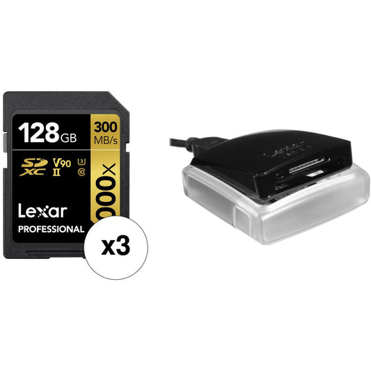 Lexar 128GB Professional 2000x UHS-II SDXC Memory Card with SD Card Reader image 0