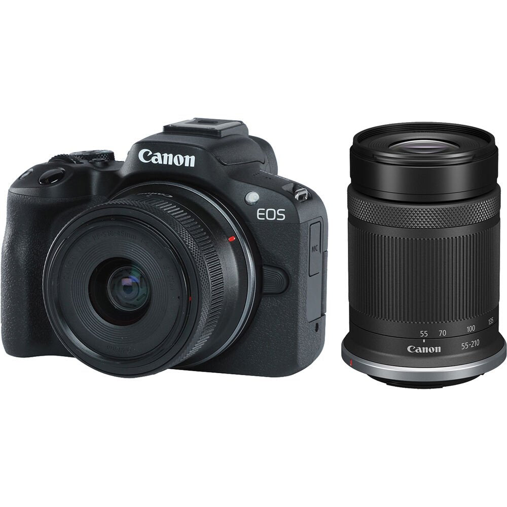Canon EOS R50 Mirrorless Camera with 18-45mm and 55-210mm Lenses (Black) image 0