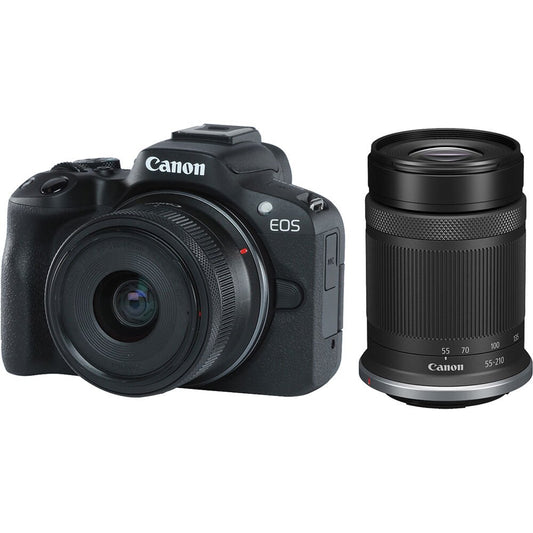 Canon EOS R50 Mirrorless Camera with 18-45mm and 55-210mm Lenses (Black) image 0
