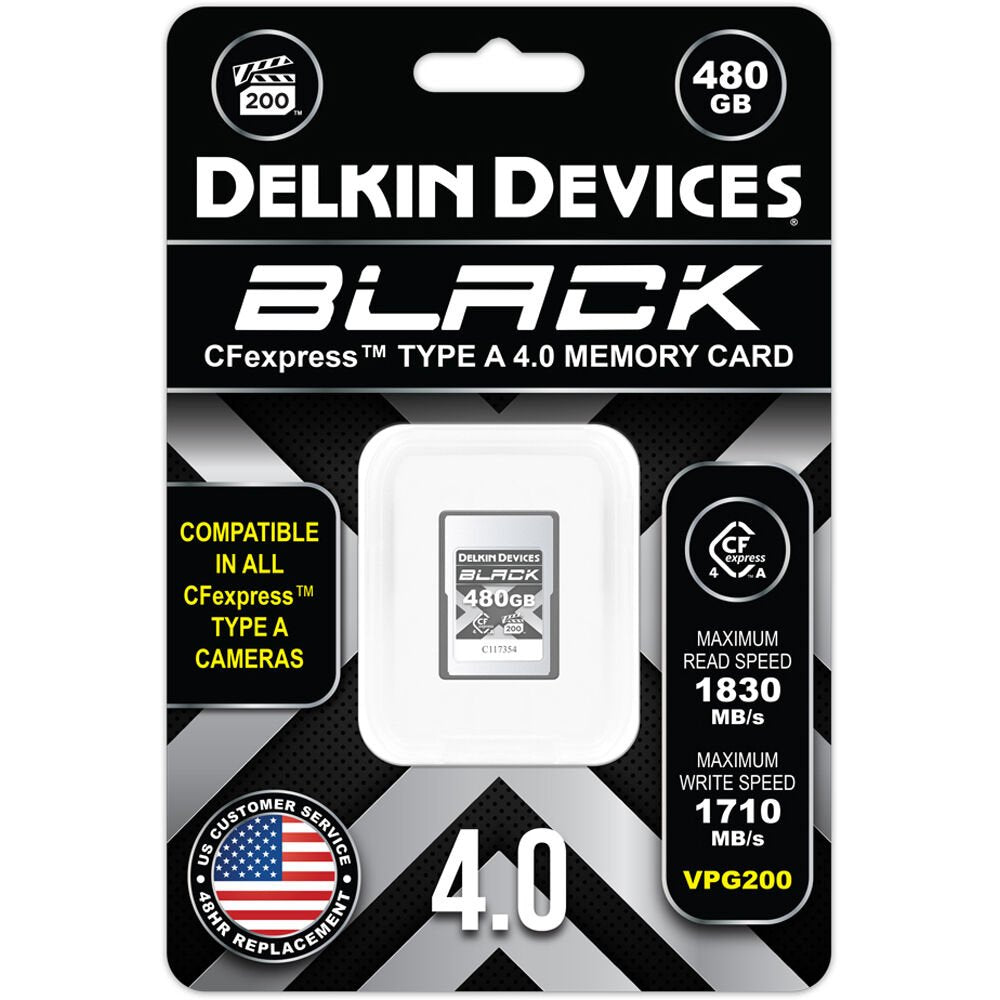 Delkin 480GB BLACK CFexpress Type A 4.0 Memory Card image 1
