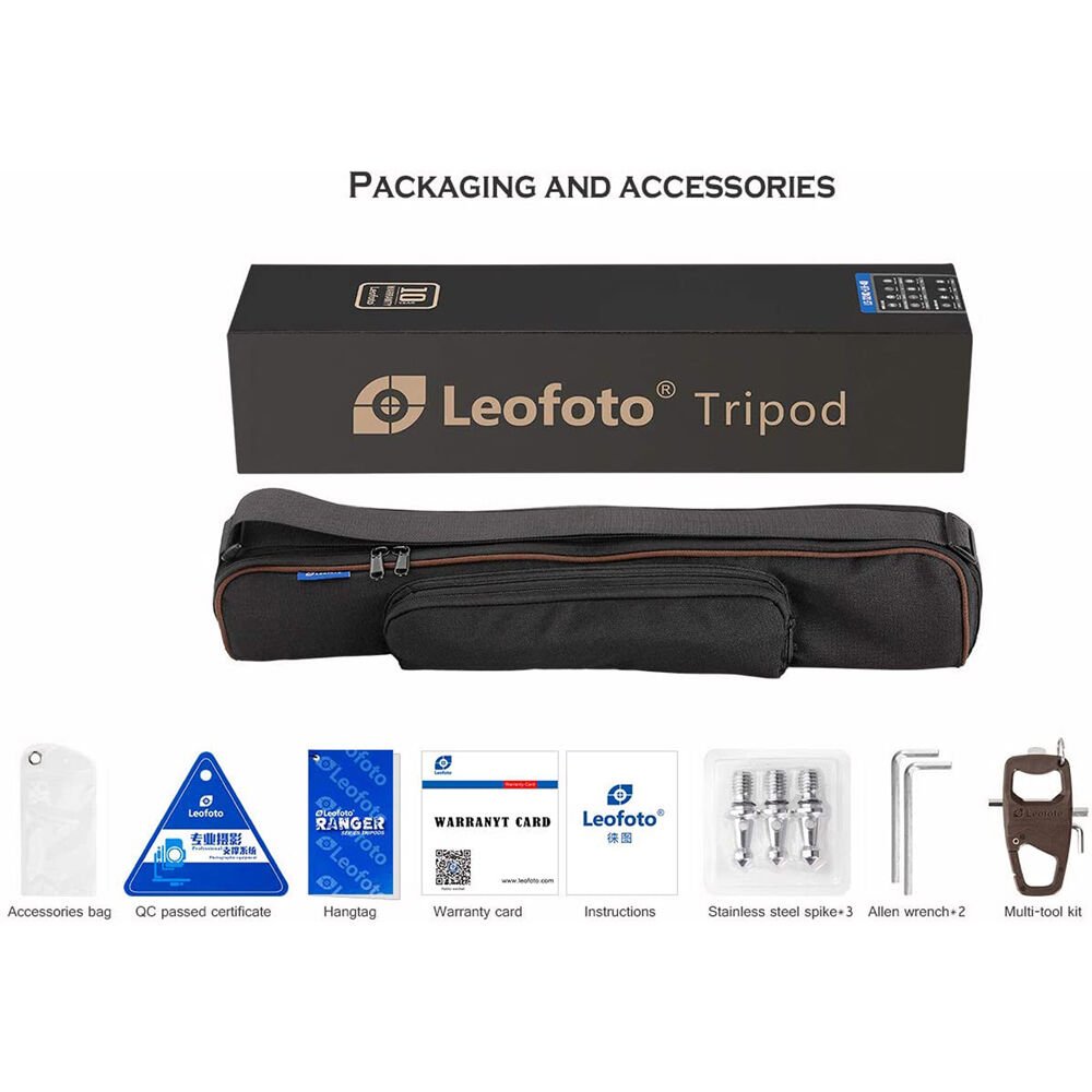 Leofoto LS-255CEX Ranger Series Carbon Fiber Tripod with 15° Leveling Base image 4
